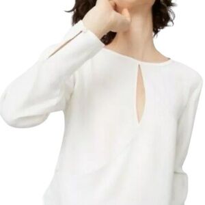 Club Monaco Brixxtun Blouse Long Sleeve Shirt Crossover Keyhole Size XS White